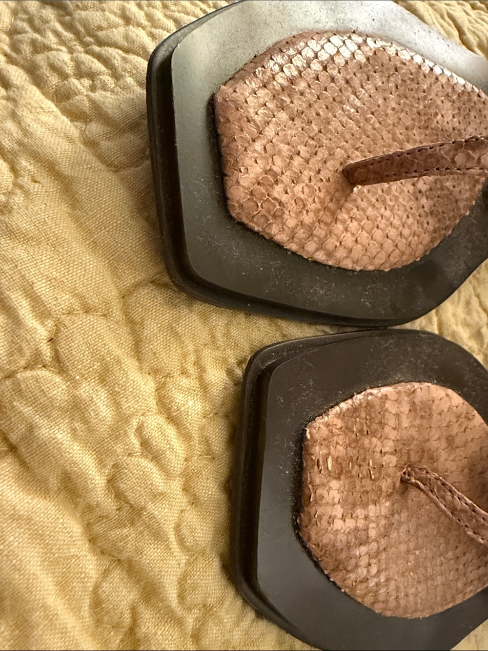 Jeffrey Campbell Brown Snake-Embossed Toe-Post Sandals - Picture 5 of 6